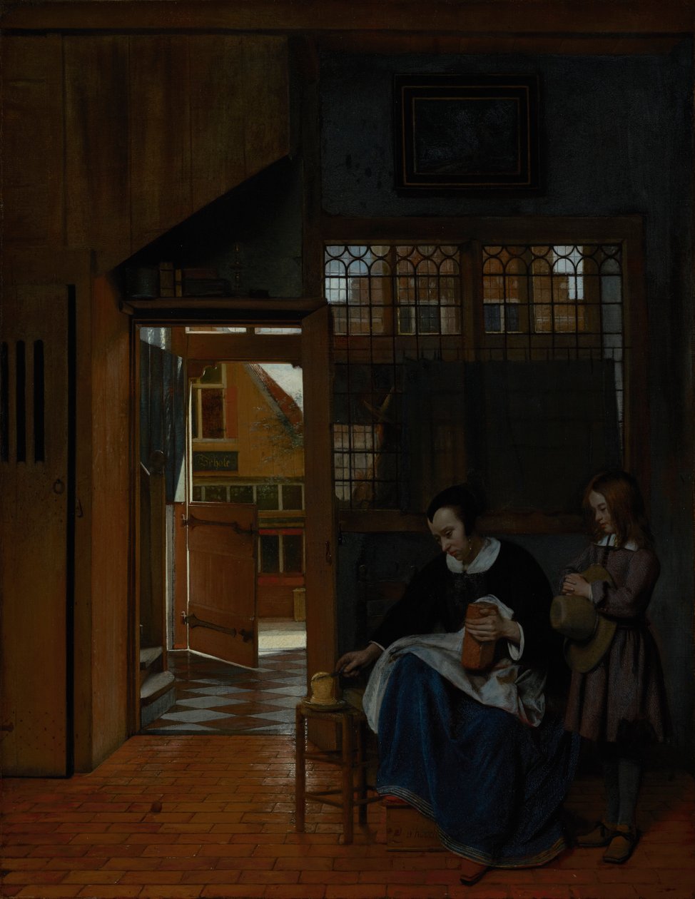 Una mujer preparando pan y mantequilla para un niño, c.1660-3 de Pieter de Hooch