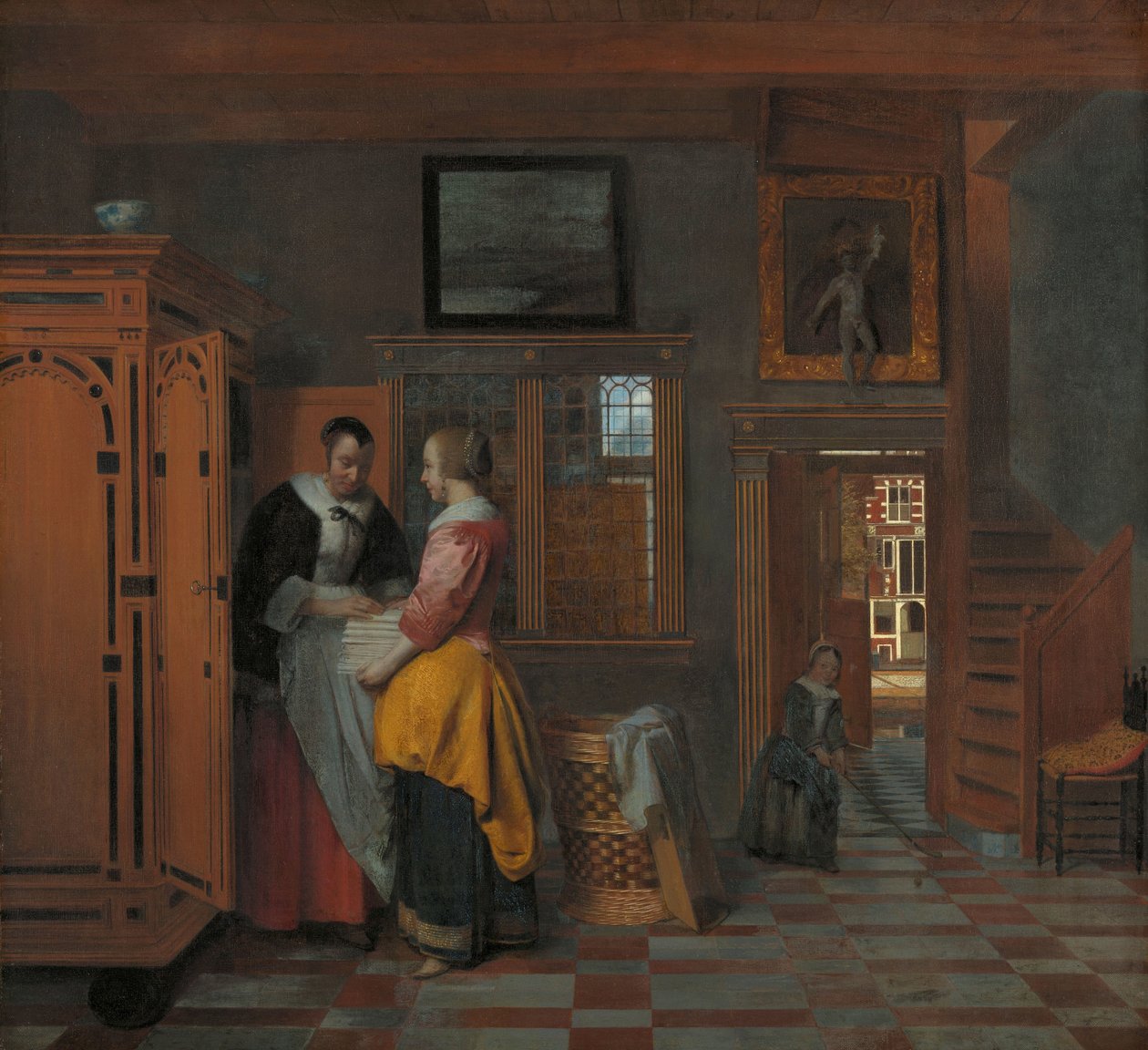 Interior con mujeres junto a un armario de ropa blanca
Interior con mujeres junto a un armario de ropa blanca de Pieter de Hooch