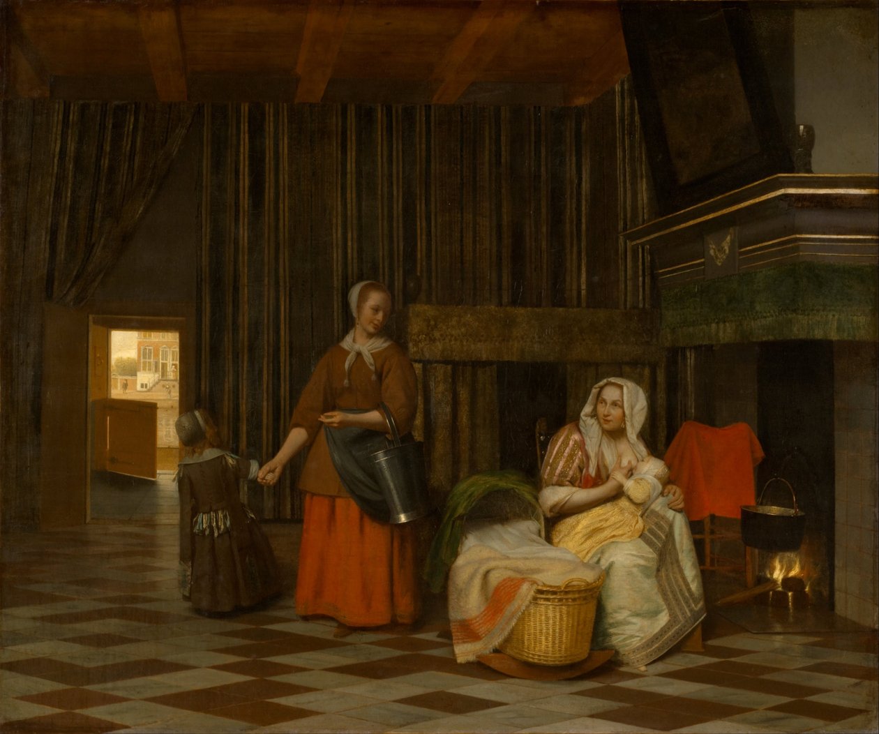 Mujer y niño con sirvienta de Pieter de Hooch