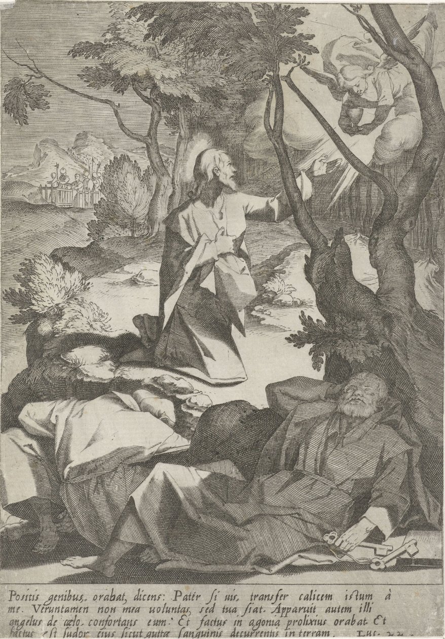 Cristo en el hof van Getsemaní Passie van Christus (título de la serie) Pasión y Resurrección (título de la serie) de Pieter de Jode (I)