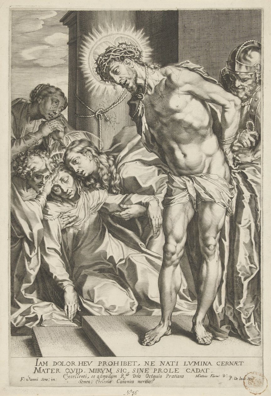 Cristo con corona de espinas y María llorando de Pieter de Jode (I)