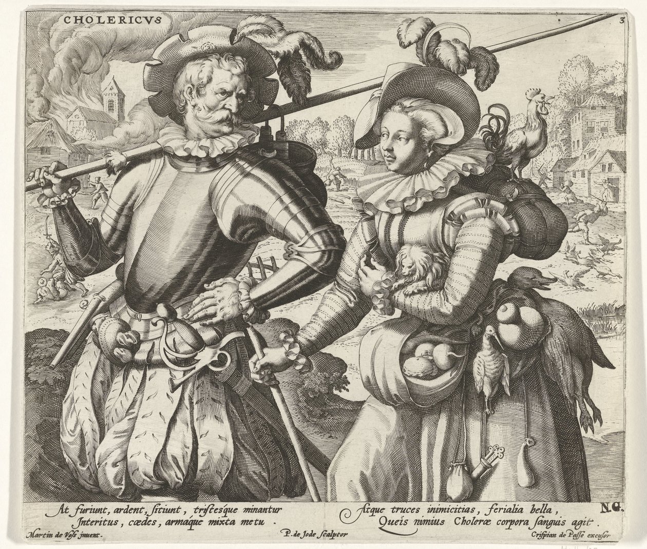 El temperamento colérico Cholericvs (título sobre el objeto) Los cuatro temperamentos (título de la serie) de Pieter de Jode (I)