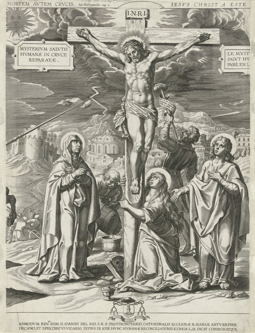 Crucifixión de Cristo, parte media de Pieter de Jode (I)