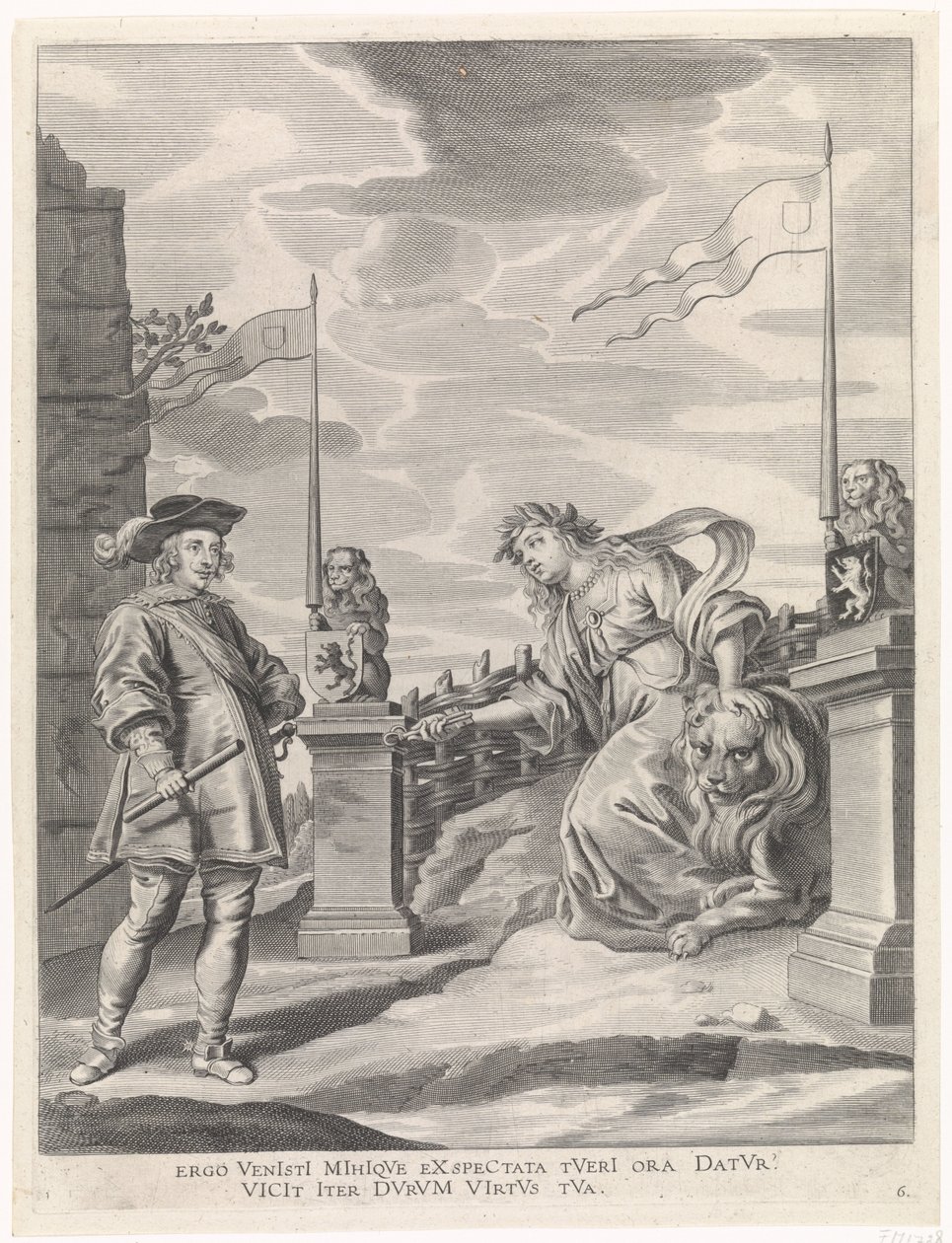 Fernando recibe las llaves de la ciudad de manos de la ciudad virgen de Gante Entrada gozosa del Cardinal-Infant en Gante, 1635 (título de la serie) de Pieter de Jode (II)