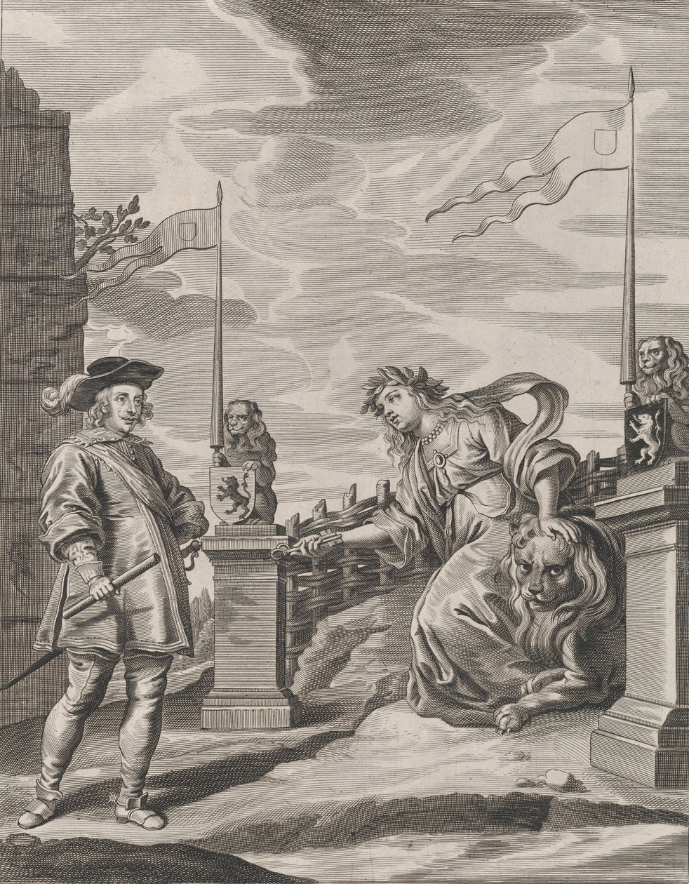 Placa 6: Fernando recibiendo las llaves de la ciudad de Gante, del libro de Guillielmus Becanus de Pieter de Jode II