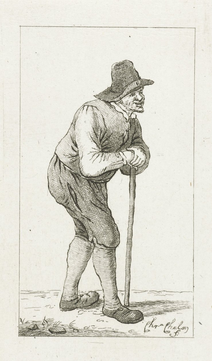Hombre apoyado en palo de Pieter de Mare