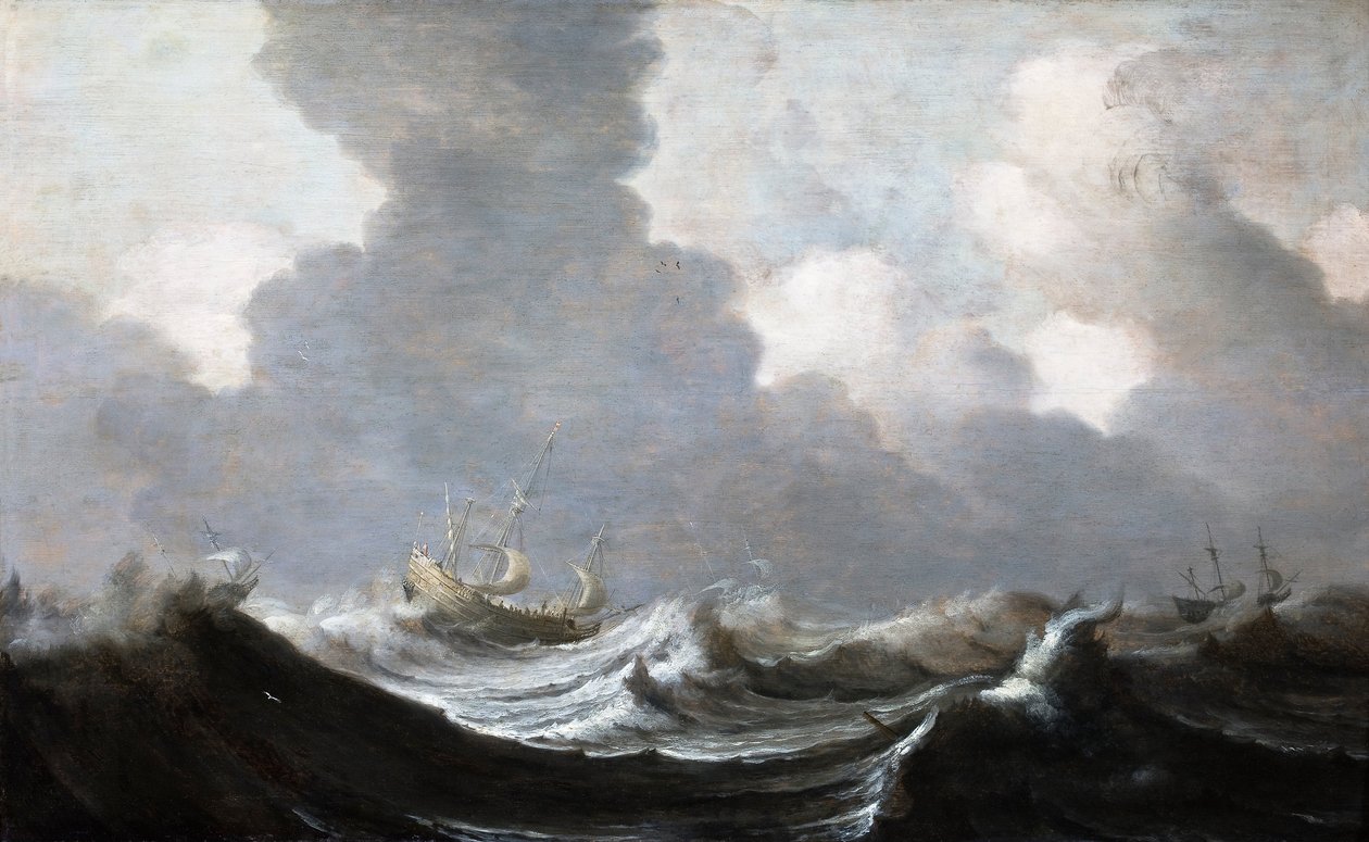 Cuatro barcos navegando antes de una tormenta, 1630 de Pieter the Elder Mulier