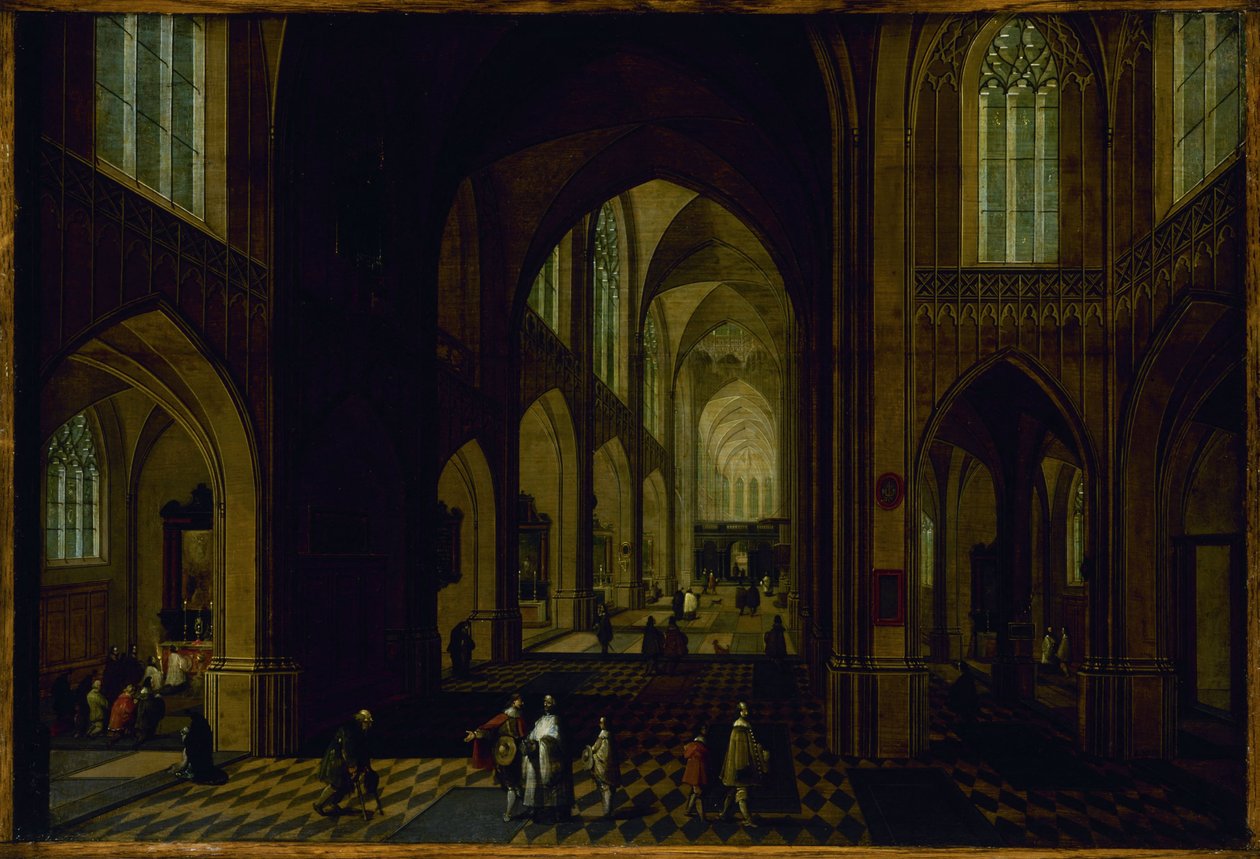 Interior de una iglesia, entre 1600 y 1661 (óleo sobre madera) de Pieter the Elder Neefs