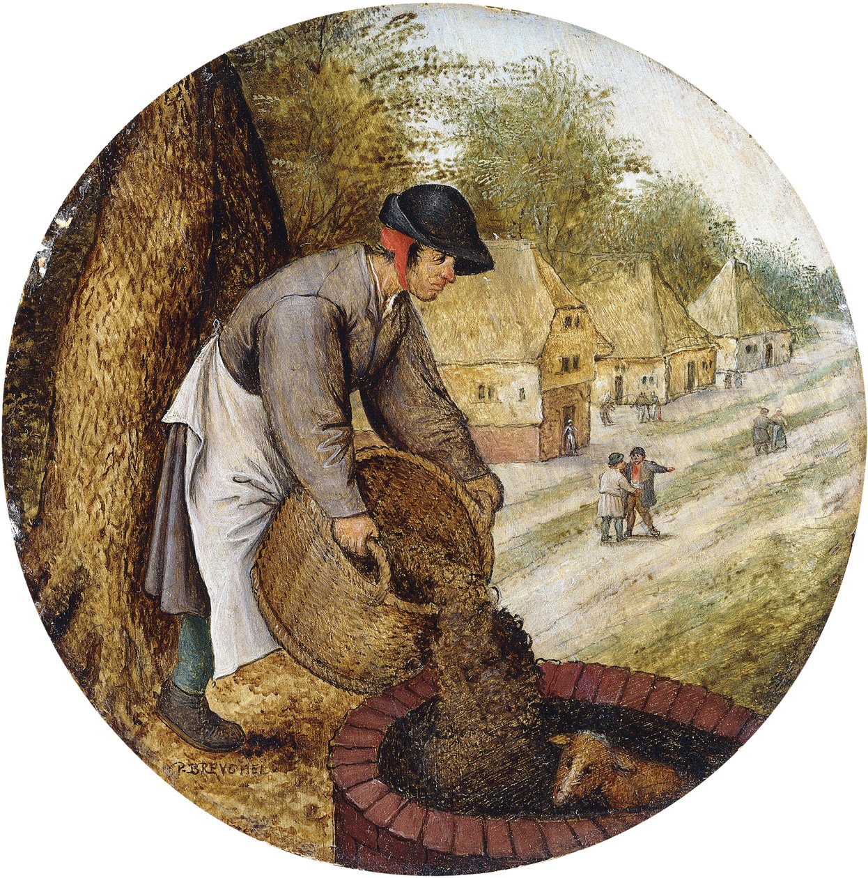Un proverbio - Llenar el pozo después de que el becerro se haya ahogado de Pieter Brueghel the Younger