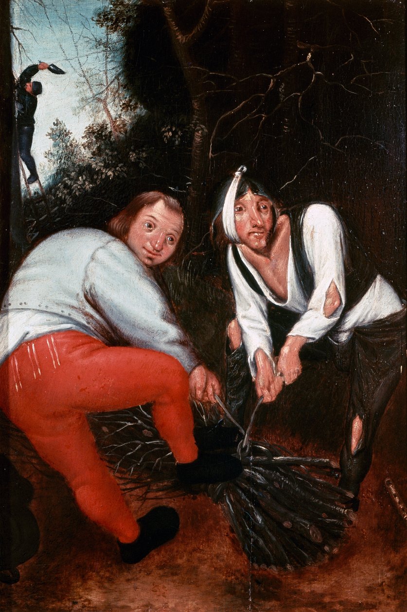 Dos campesinos atando ramas de Pieter the Younger Brueghel