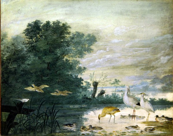 Aves exóticas en un paisaje pintoresco de Pieter the Younger Holsteyn