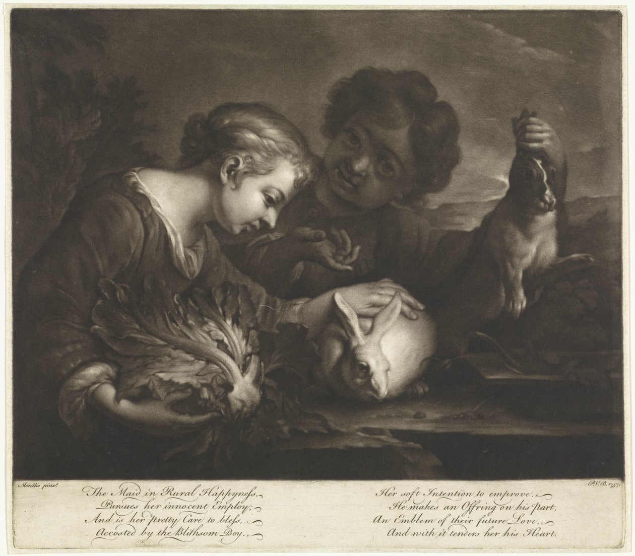 Dos niños con conejos de Pieter van Bleeck