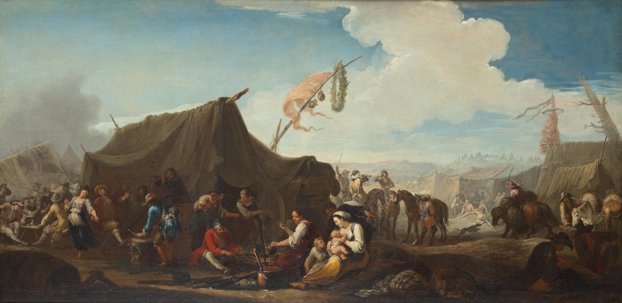 Vida de campamento con tienda sutler de Pieter van Bloemen