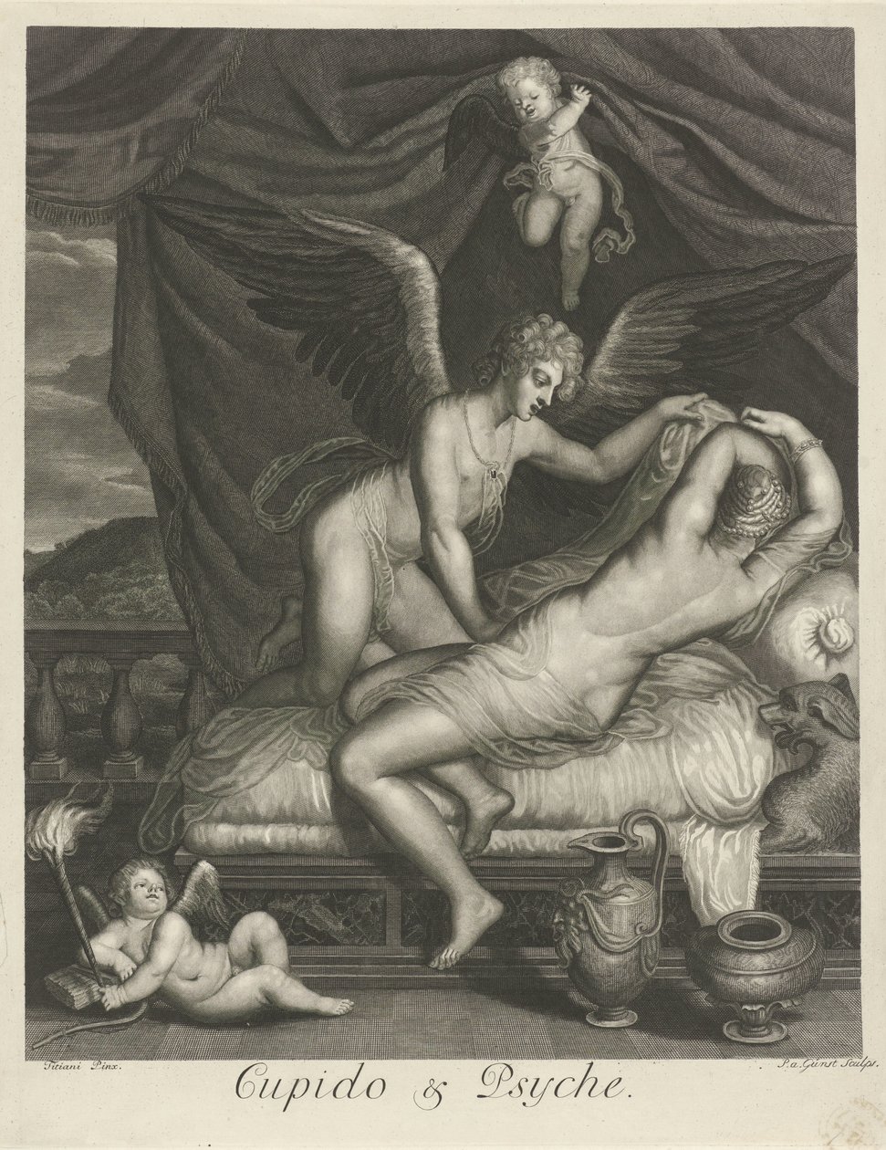 Cupido y Psique (título sobre el objeto) Historias de amor mitológicas (título de la serie) de Pieter van Gunst