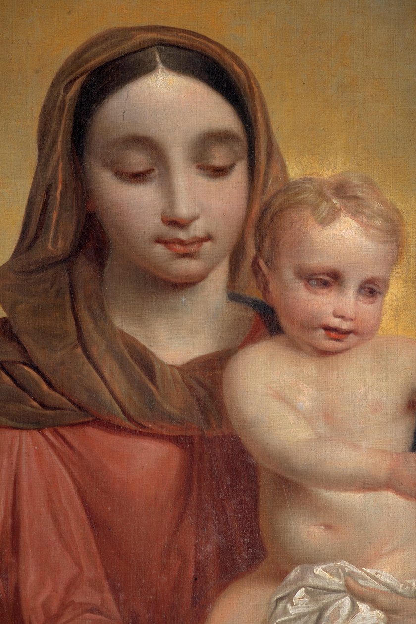 Vista interior, cuadro "Nuestra Señora con el Niño y el Rosario", retablo del altar mayor de P. Van Hanselaere de Pieter van Hanselaere