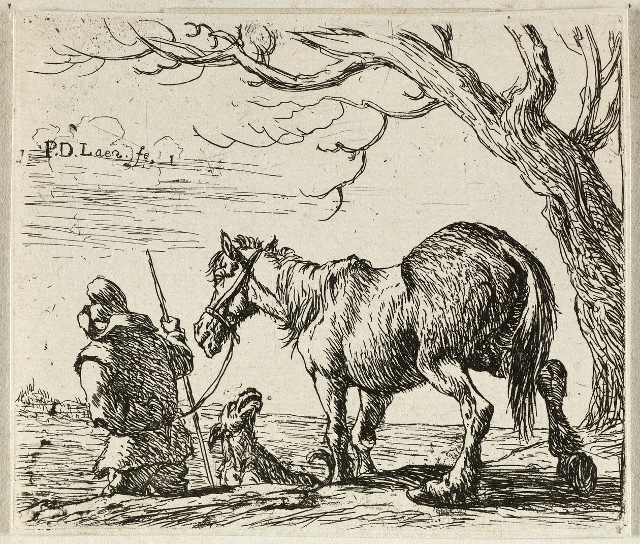 Granjero con caballo de Pieter van Laer