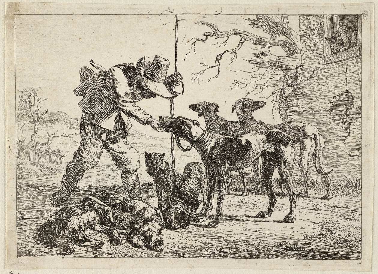 Cazador con siete perros de Pieter van Laer