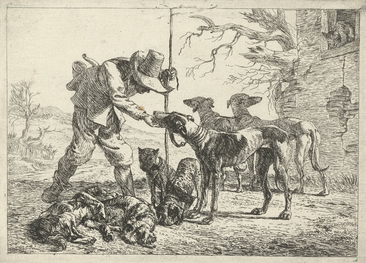 Cazador con siete perros de Pieter van Laer