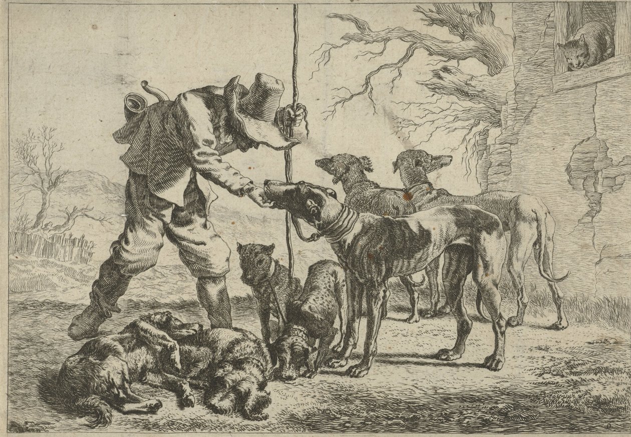 Cazador con siete perros de Pieter van Laer