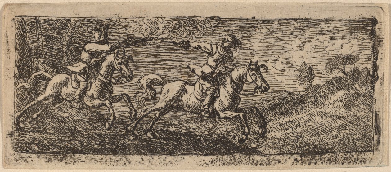 Dos jinetes luchando de Pieter van Laer