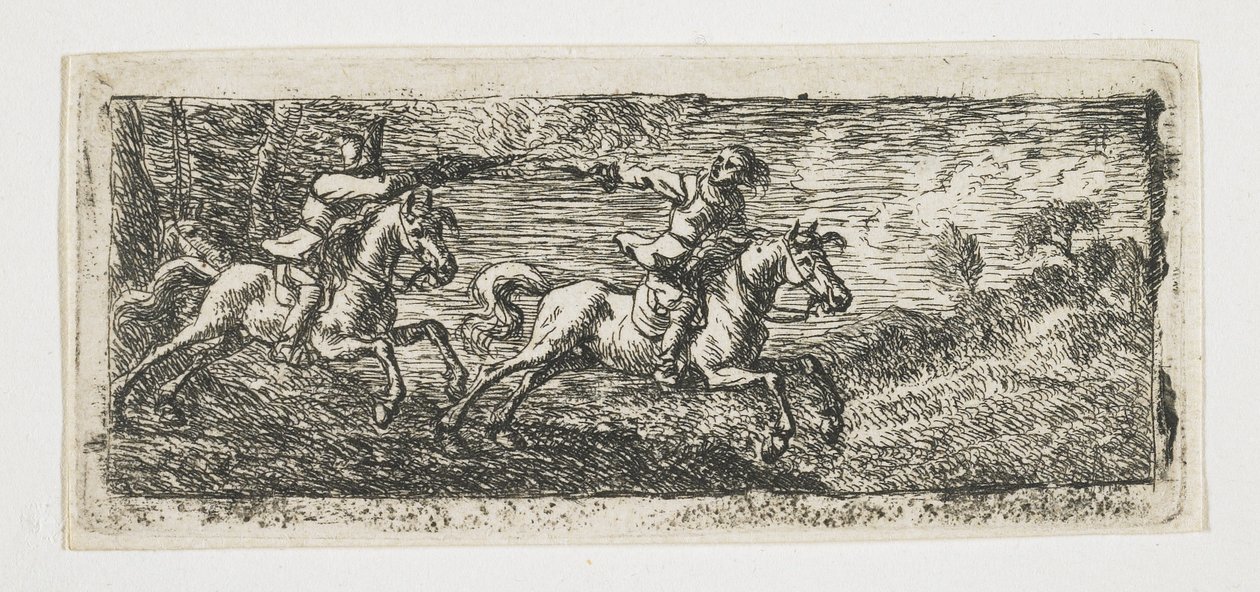 Dos jinetes luchando de Pieter van Laer