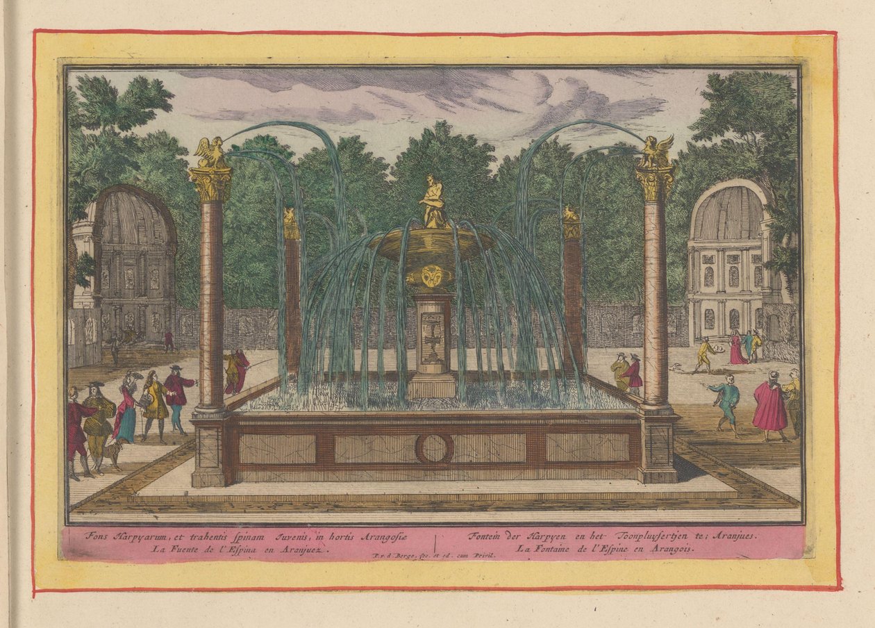 Fuente del Extracto de Espina en los Jardines del Palacio Real de Aranjuez Fuente del Harpyen y el Toonpluysertjen en Aranjues (título sobre objeto) Theatrum Hispaniae (...) (título de serie) de Pieter van den Berge