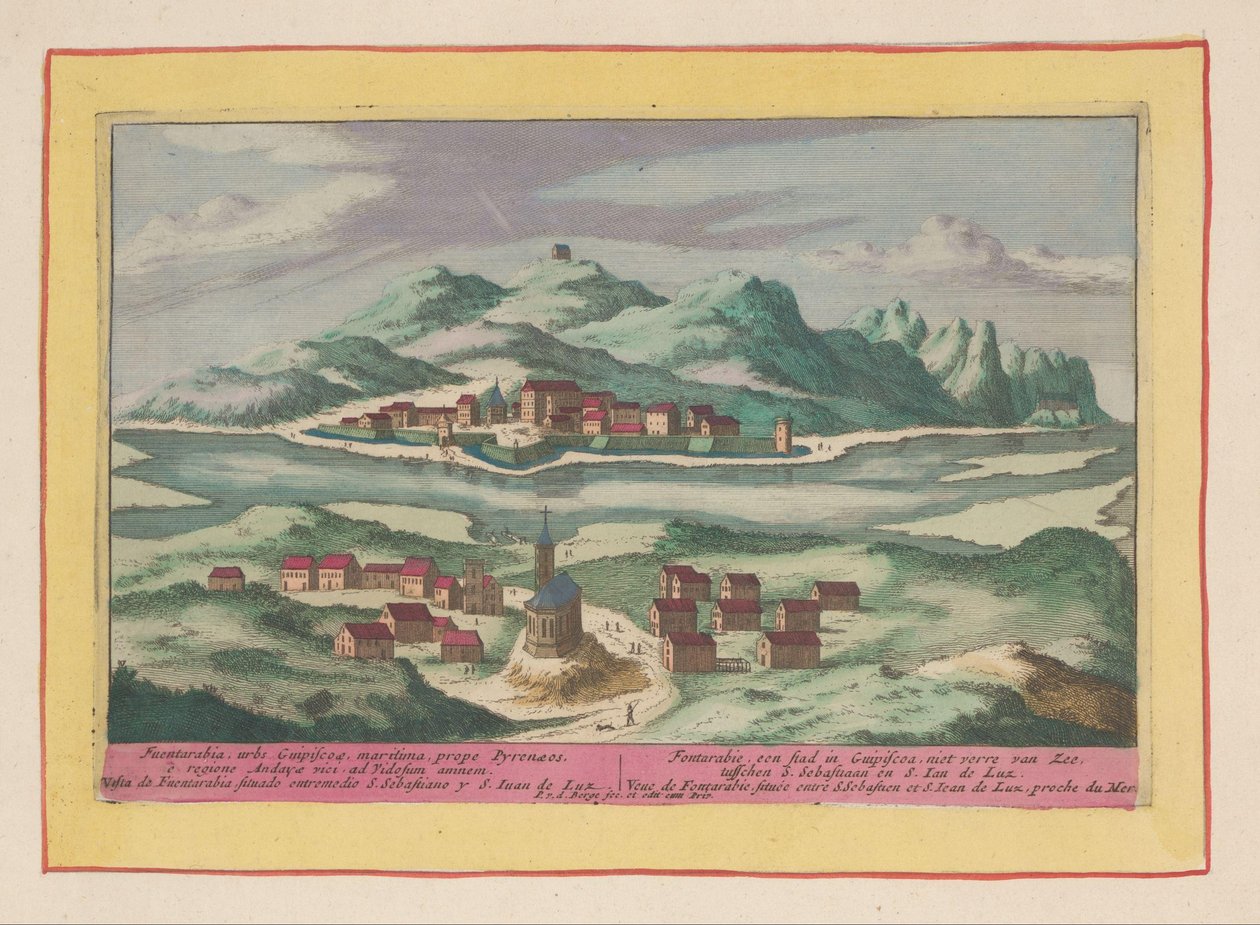 Vista de Fuenterrabía Fontarabie, ciudad de Guipiscoa, no lejos del mar, entre S. Sebastián y S. Ian de Luz (...) (título sobre objeto) Theatrum Hispaniae (...) (título de serie) de Pieter van den Berge