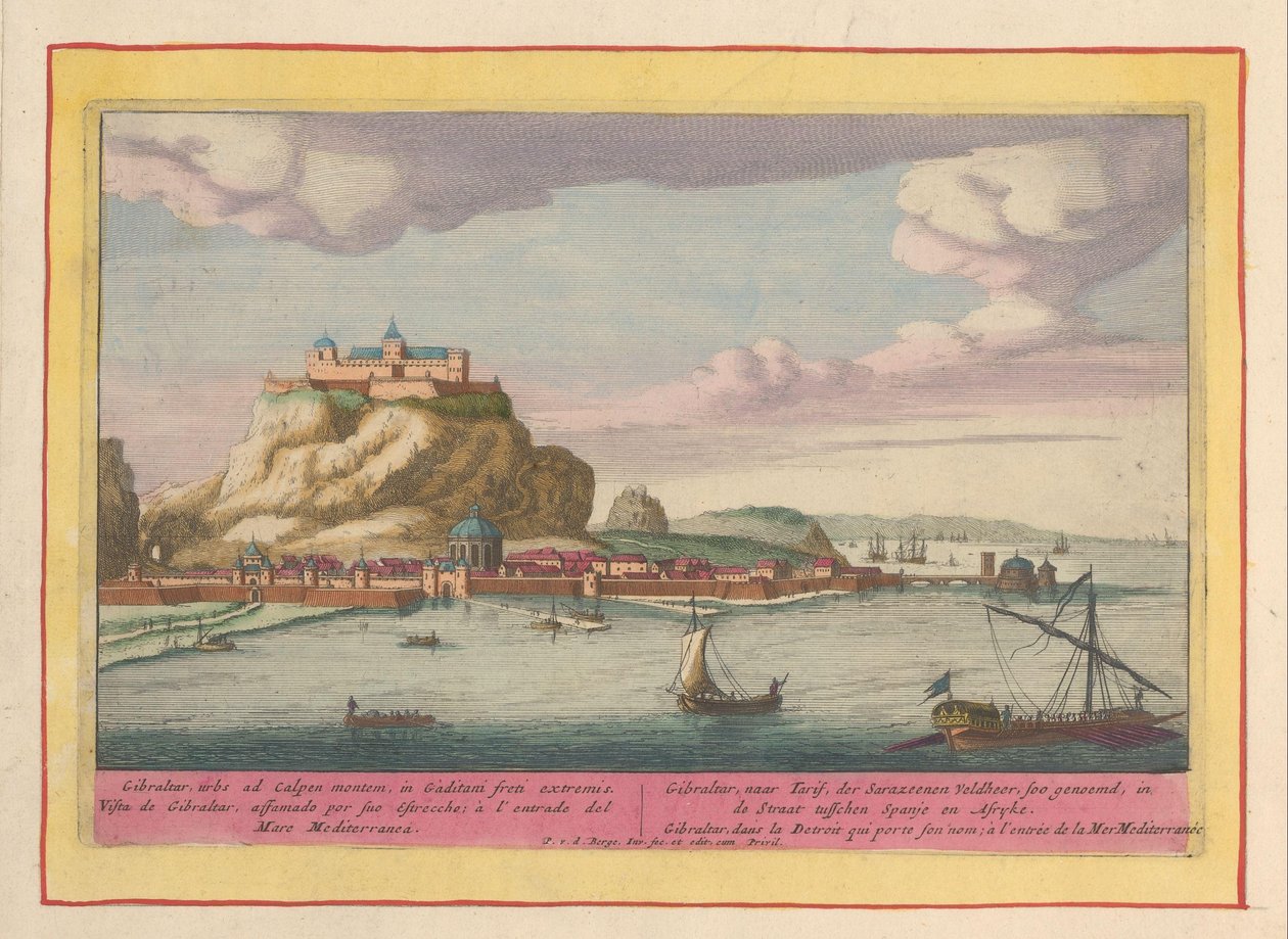 vista de gibraltar Gibraltar, después de Tarif, der Sarazeenen Veldheer, así llamado, en el Estrecho entre España y Afryke (...) (título sobre objeto) Theatrum Hispaniae (...) (título de serie) de Pieter van den Berge