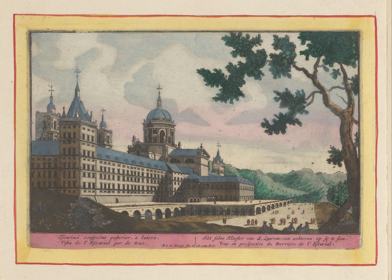 Vista de la espalda del Escorial El selve Monasterio de S. Laurens; visible desde atrás en sy (título en objeto) Theatrum Hispaniae (...) (título de serie) de Pieter van den Berge
