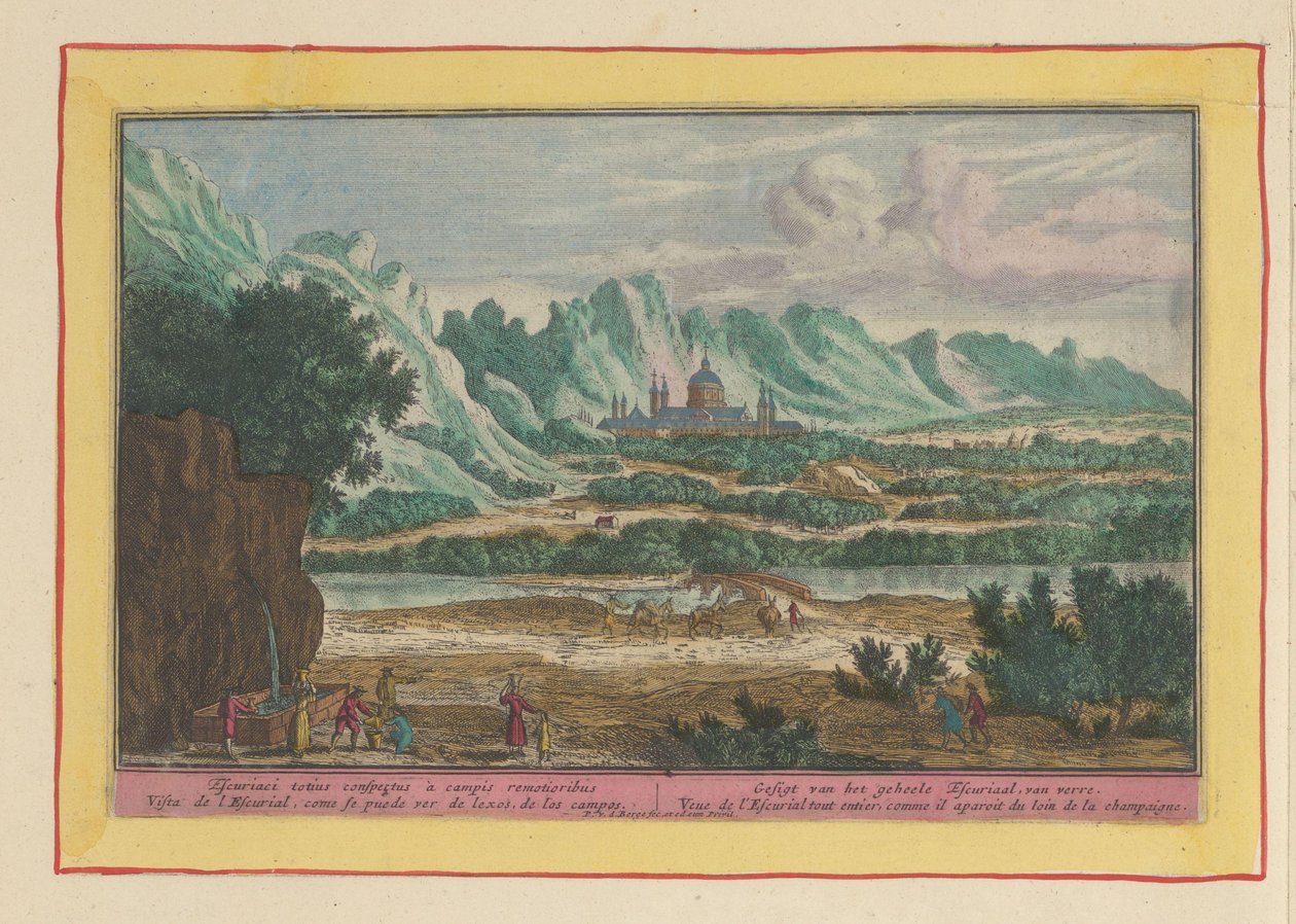 Paisaje con Escorial Gesigt de todo el Escurial, desde lejos (título sobre objeto) Theatrum Hispaniae (...) (título de serie) de Pieter van den Berge
