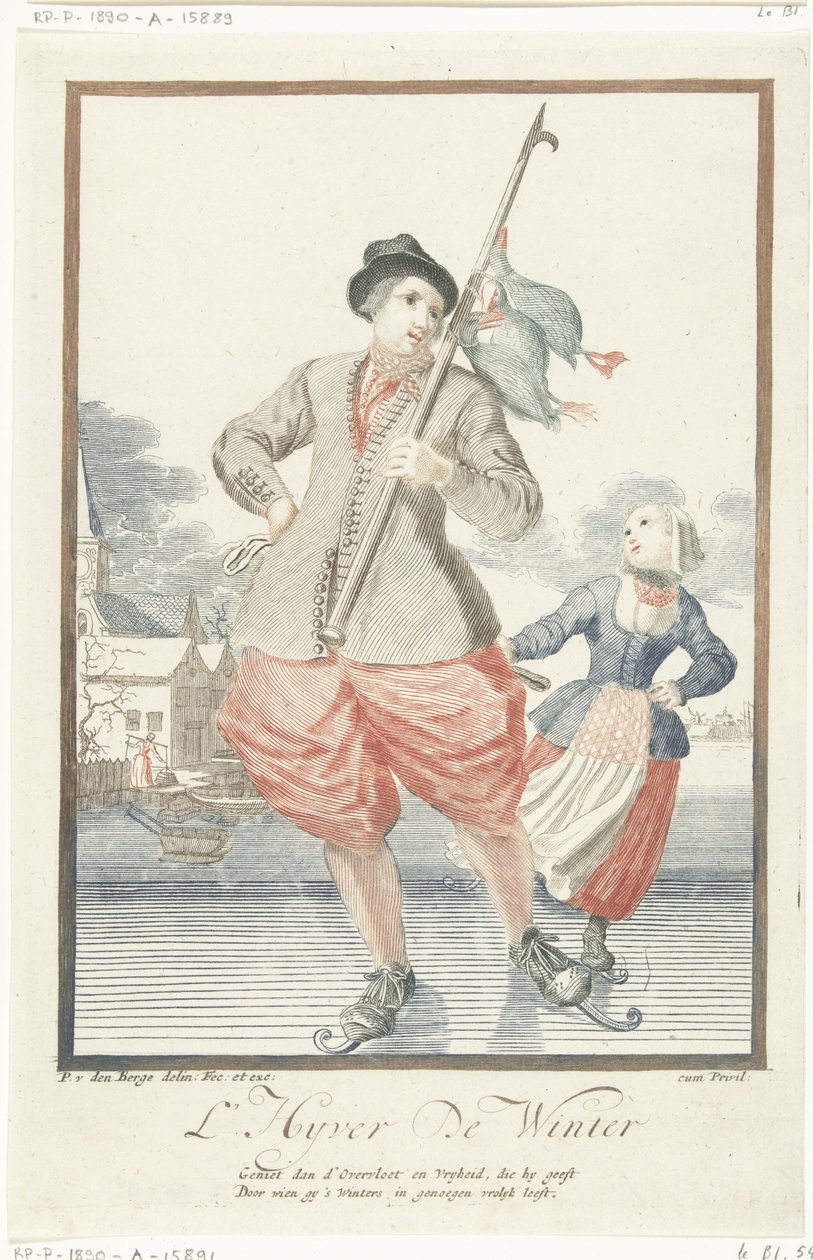 Hombre patinando con tres patos en un palo L