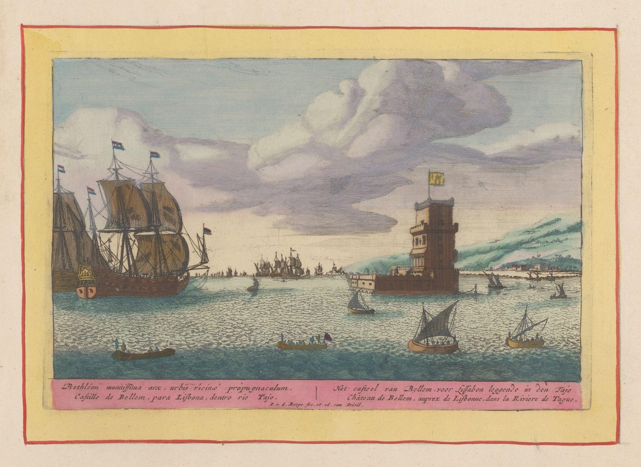 Torre de Belém situada en el río Tajo El castillo de Bellem, tendido para Lisboa en el Tajo (título sobre objeto) Theatrum Hispaniae (...) (título de serie) de Pieter van den Berge