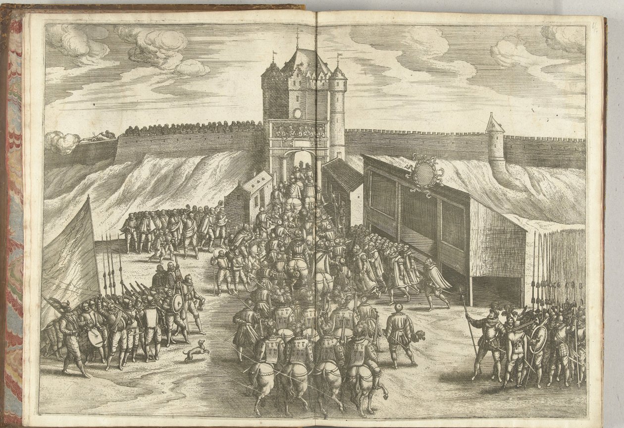 Entrada del archiduque Ernst en la puerta de la ciudad de Bruselas, 1594 de Pieter van der Borcht (I) (attributed to)