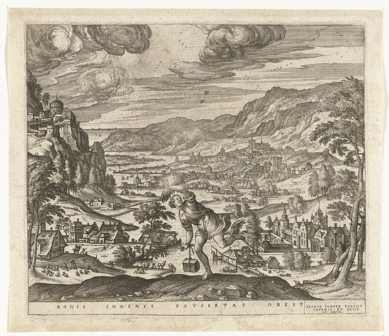La pobreza dificulta el progreso de las mentes ingeniosas Bonis ingenys paupertas obest (título sobre objeto) de Pieter van der Borcht (I)