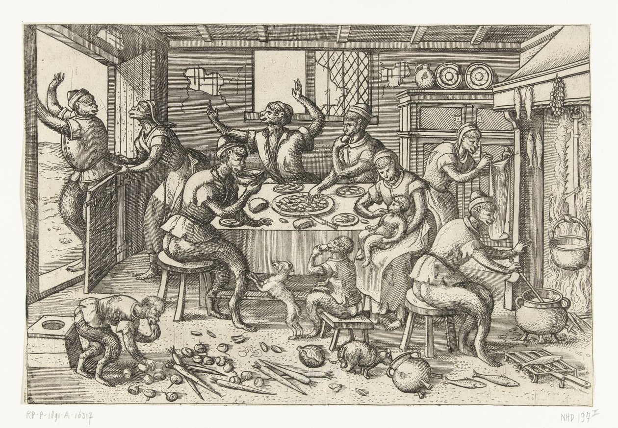 cocina flaca Juego de monos (título de la serie) de Pieter van der Borcht (I)