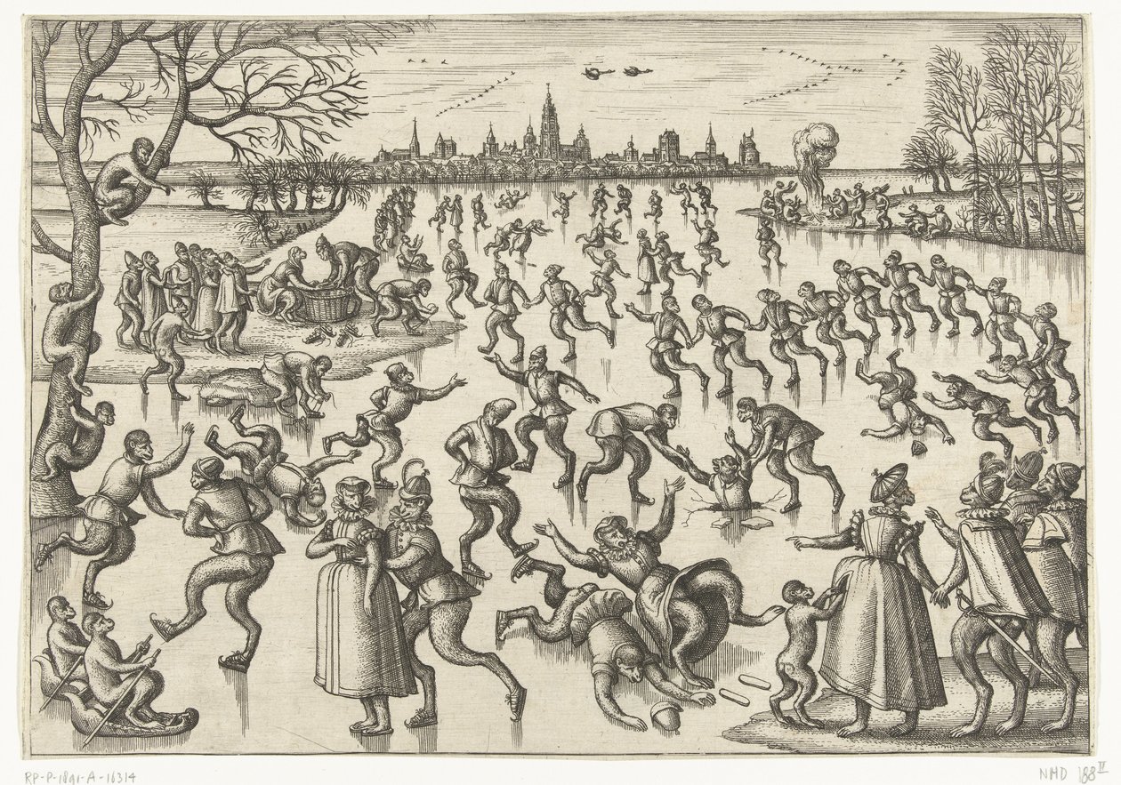 patinaje sobre hielo Juego de monos (título de la serie) de Pieter van der Borcht (I)