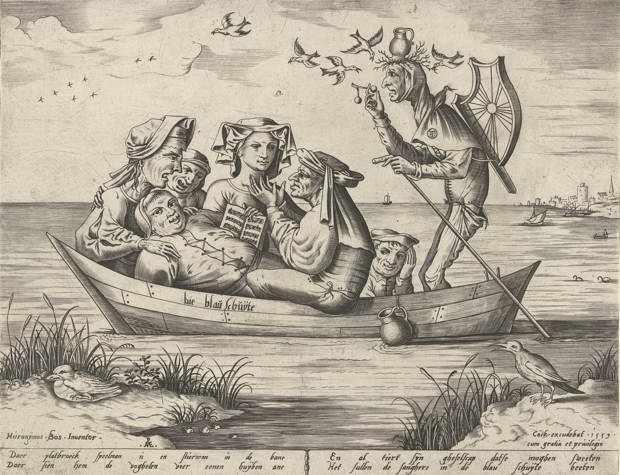 el barco azul Bie blau schuijte (título sobre objeto) de Pieter van der Heyden