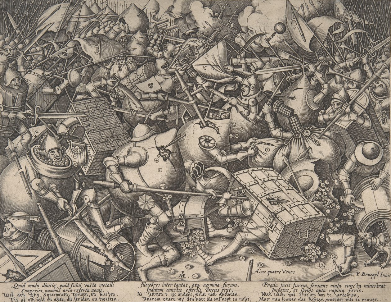 La batalla por el dinero, después de 1570 de Pieter van der Heyden