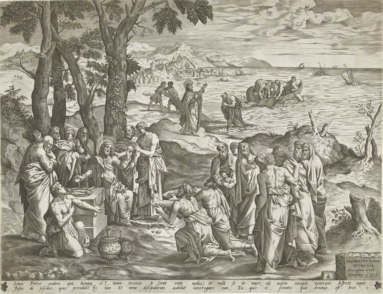 Pesca milagrosa y alimentación milagrosa de Pieter van der Heyden