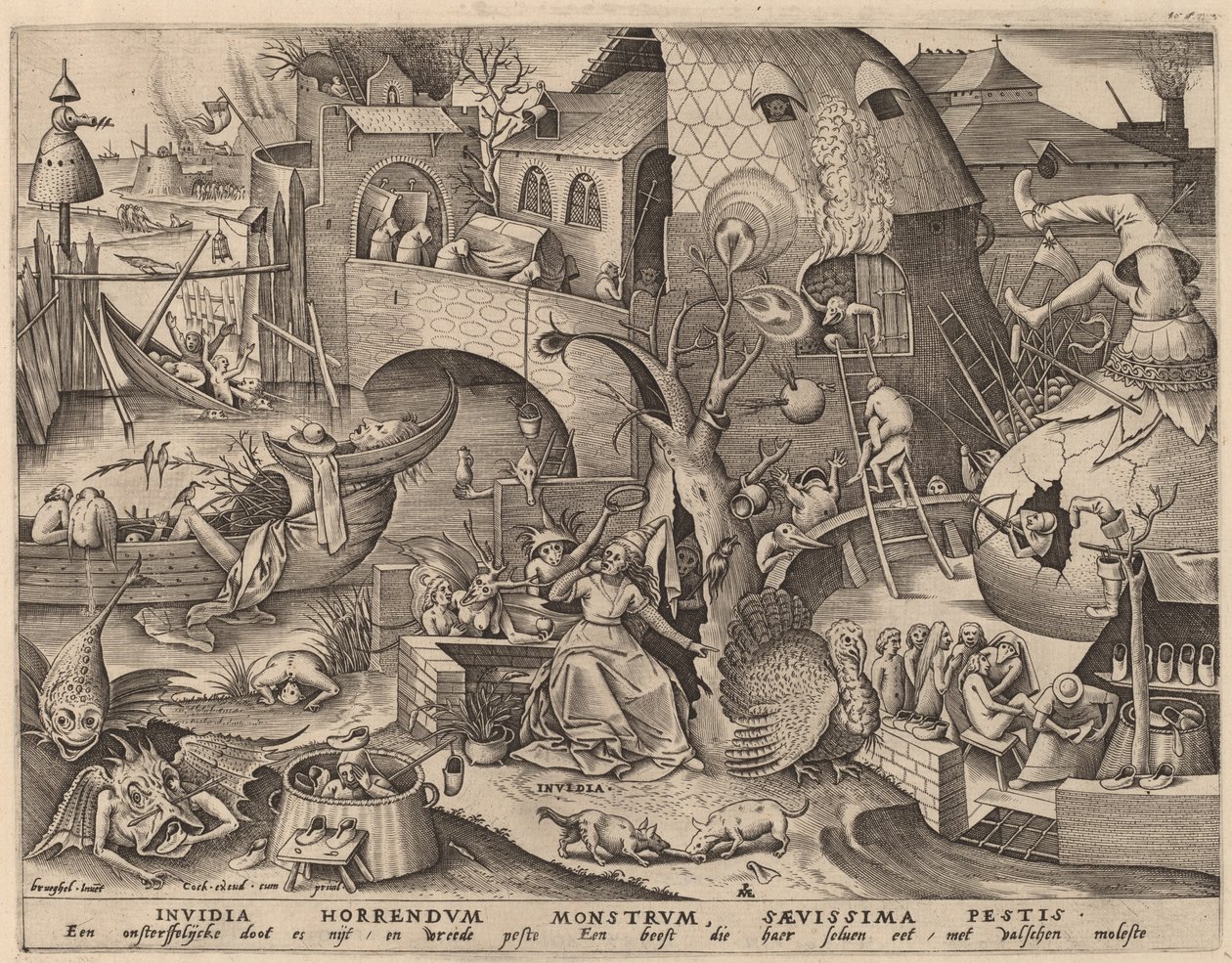 Envidia de Pieter van der Heyden after Pieter Bruegel the Elder