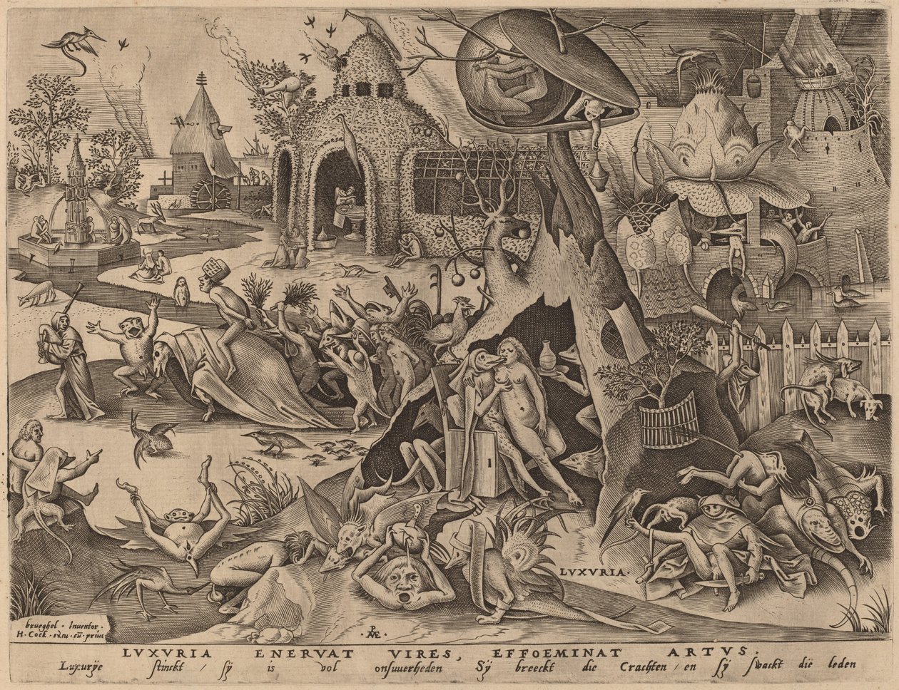 Lujuria de Pieter van der Heyden after Pieter Bruegel the Elder