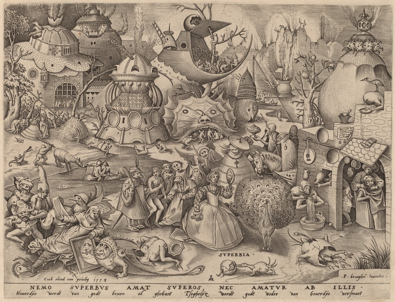 Orgullo de Pieter van der Heyden after Pieter Bruegel the Elder