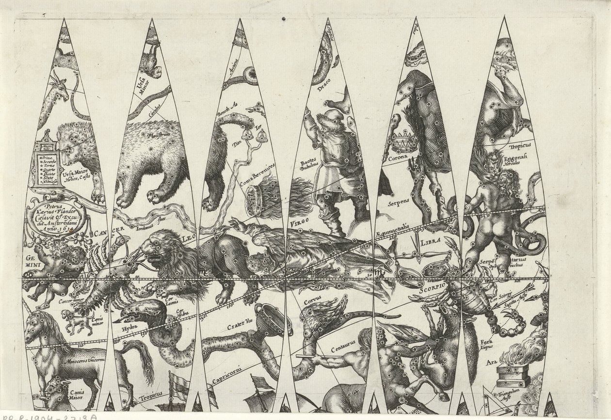 Mapa de parte del zodiaco de Pieter van der Keere