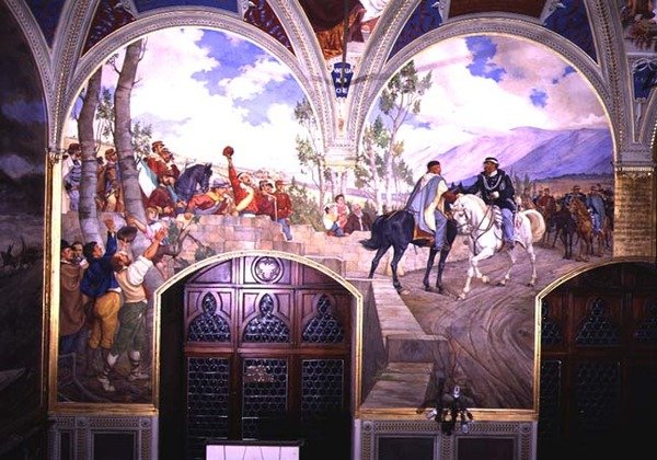 El encuentro entre Giuseppe Garibaldi (1807-82) y el rey Vittorio Emanuele II (1820-78) el 26 de octubre de 1860 en Teano, Italia, 1886 de Pietro Aldi