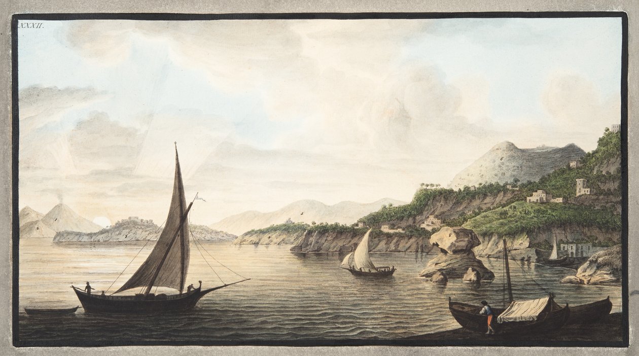 Vista de una parte de la isla de Ischia llamada Lacco, Placa XXXII, de 