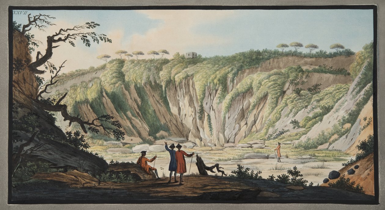 Vista tomada desde el fondo del cráter del Monte Nuovo, Placa XXVII, de 