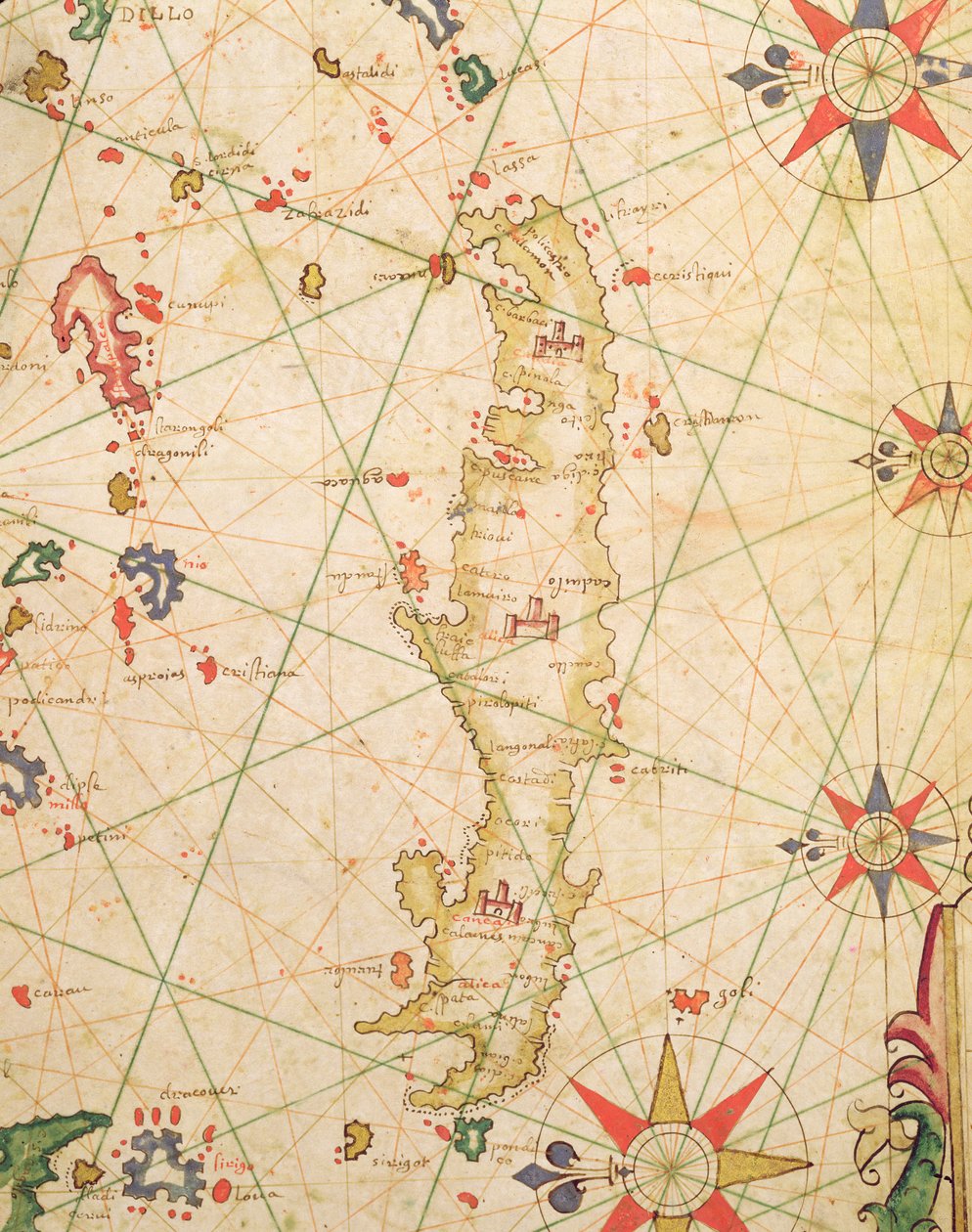 La isla de Creta, de un atlas náutico, 1651 (detalle) de Pietro Giovanni Prunes