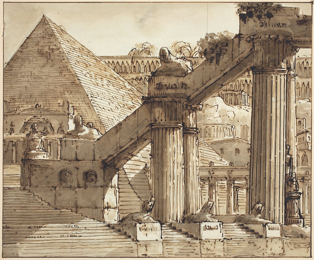 Diseño de escenario egipcio de Pietro Gonzaga