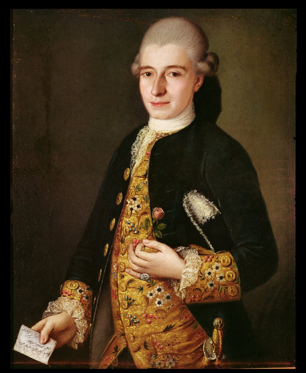 Retrato de un caballero con un ojal de rosa de Pietro Longhi
