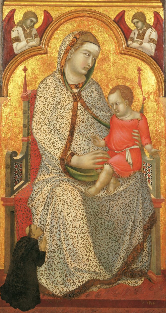 Virgen y Niño en el Trono y Donante, Ángeles de Pietro Lorenzetti